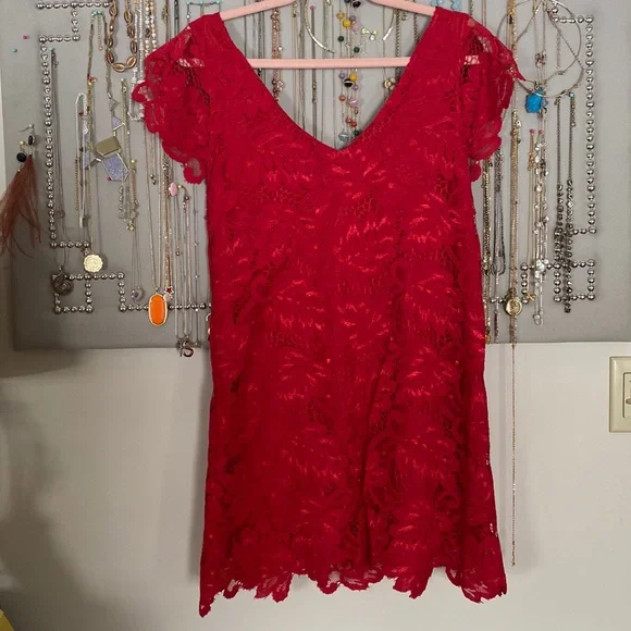 BB Dakota | Dresses | Bb Dakota Red Lace Dress | Poshmark